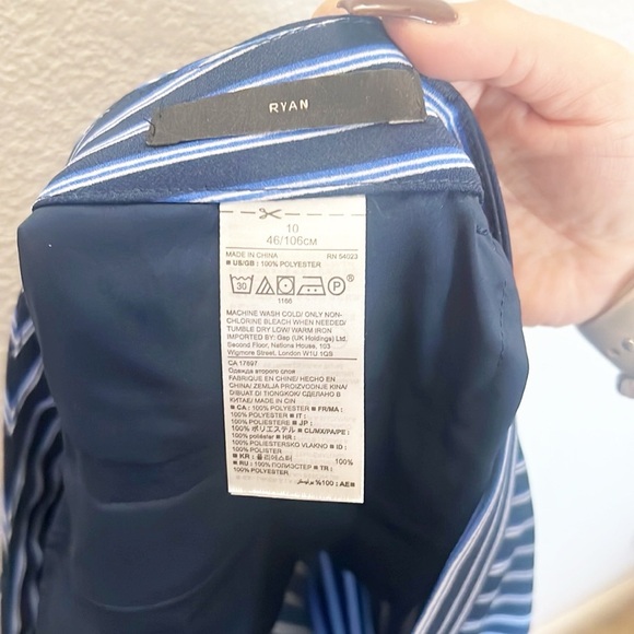 Banana Republic Ryan Tapered Striped Blue Dress Pants - Picture 11 of 11